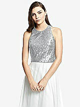 Front View Thumbnail - Silver Sleeveless Sequin Top