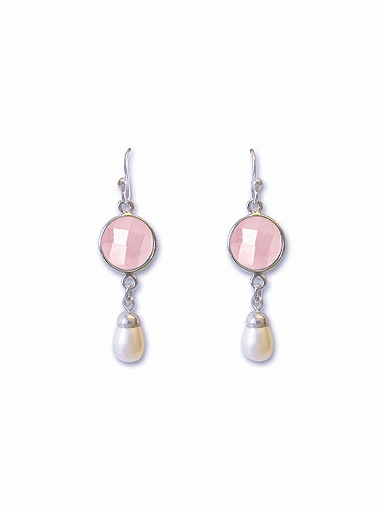 Front View - Rose - PANTONE Rose Quartz Pearly Rose Chandelier Earrings