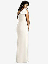 Rear View Thumbnail - Ivory Bowed One-Shoulder Trumpet Gown