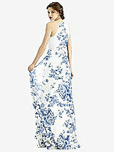 Rear View Thumbnail - Cottage Rose Dusk Blue Keyhole Halter Chiffon Maxi Dress
