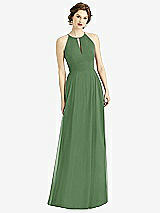 Front View Thumbnail - Vineyard Green Keyhole Halter Chiffon Maxi Dress