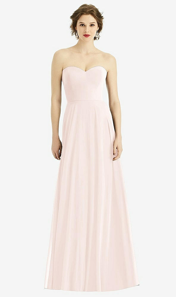 Front View - Blush Strapless Sweetheart Gown with Optional Straps