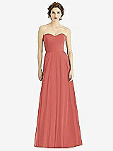 Front View Thumbnail - Coral Pink Strapless Sweetheart Gown with Optional Straps