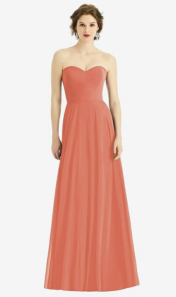 Front View - Terracotta Copper Strapless Sweetheart Gown with Optional Straps