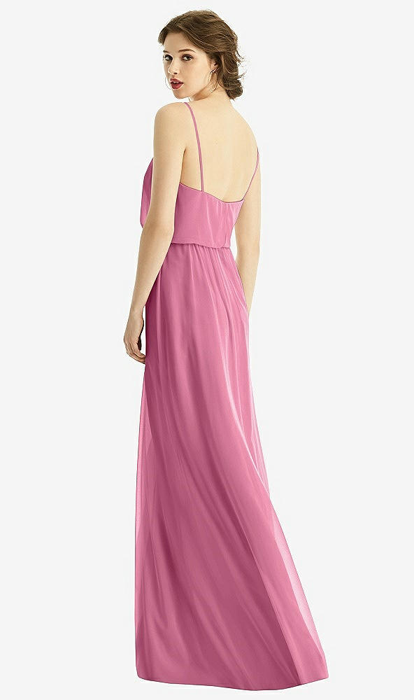 Back View - Orchid Pink V-Neck Blouson Bodice Chiffon Maxi Dress