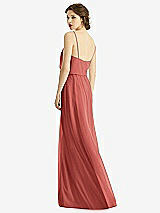 Rear View Thumbnail - Coral Pink V-Neck Blouson Bodice Chiffon Maxi Dress