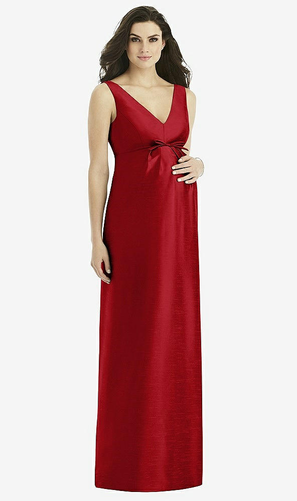 Front View - Garnet Alfred Sung Maternity Bridesmaid Dress Style M438