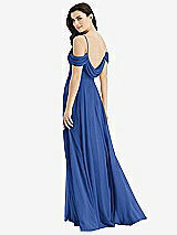 Front View Thumbnail - Classic Blue Off-the-Shoulder Open Cowl-Back Maxi Dress