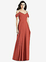 Rear View Thumbnail - Amber Sunset Off-the-Shoulder Open Cowl-Back Maxi Dress