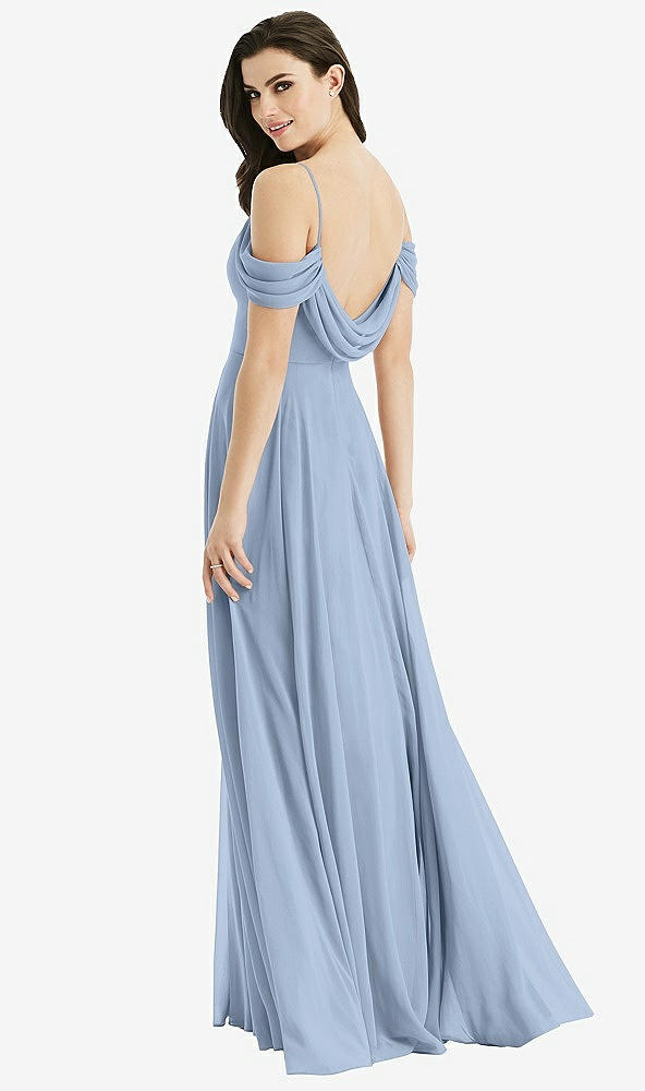 Front View - Cloudy Off-the-Shoulder Open Cowl-Back Maxi Dress