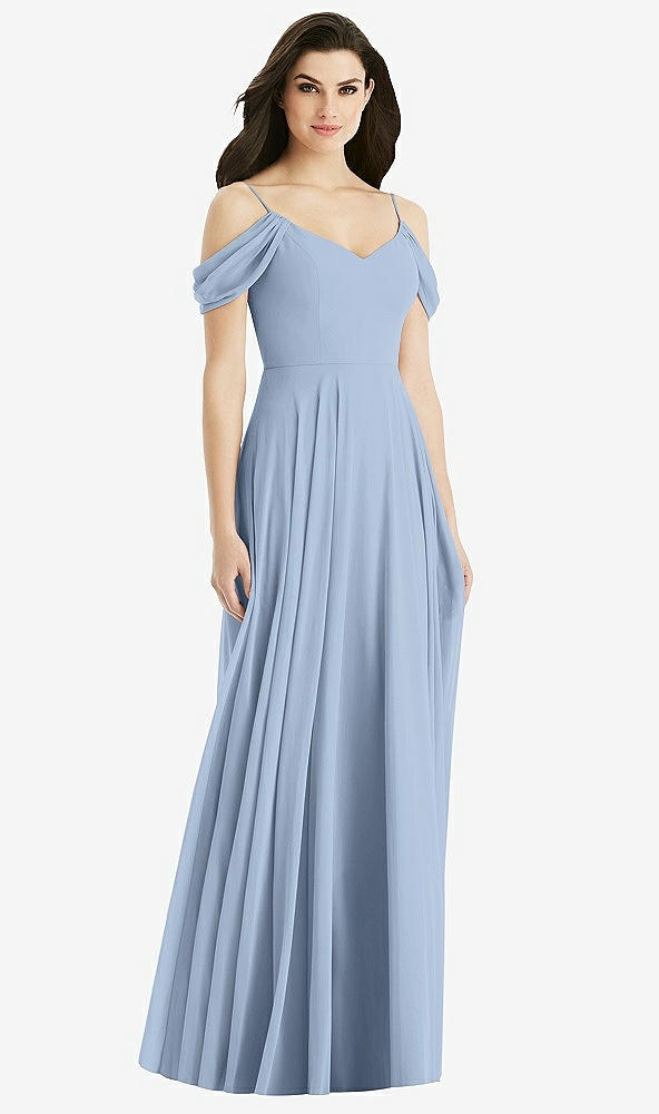 Back View - Cloudy Off-the-Shoulder Open Cowl-Back Maxi Dress