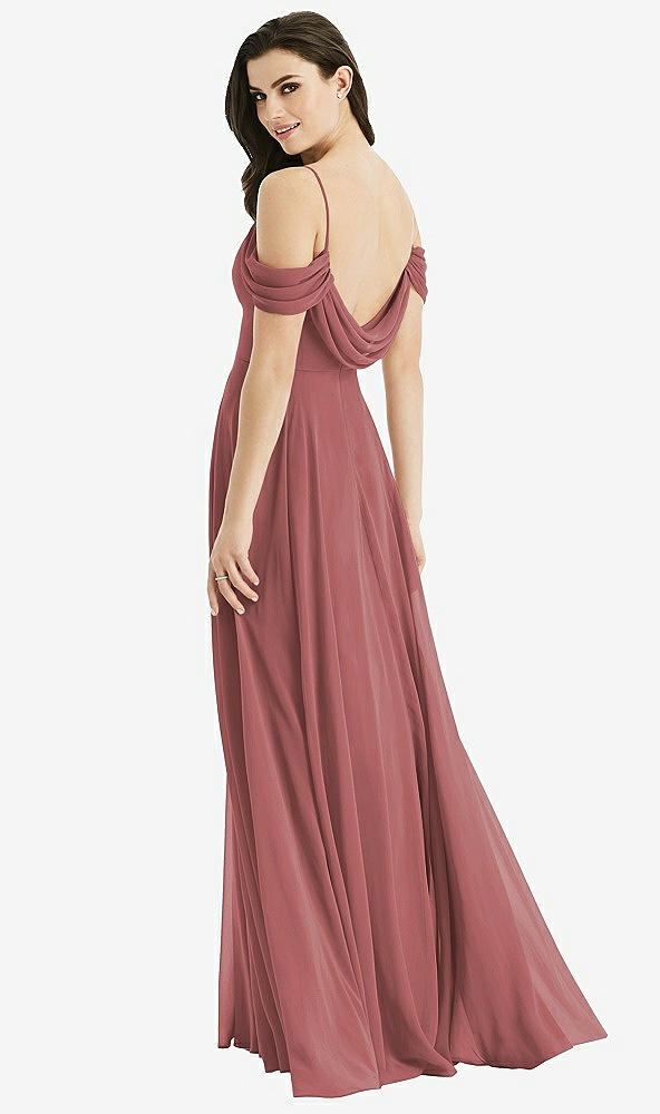 Front View - English Rose Off-the-Shoulder Open Cowl-Back Maxi Dress