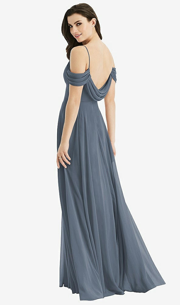 Front View - Silverstone Off-the-Shoulder Open Cowl-Back Maxi Dress