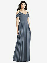 Rear View Thumbnail - Silverstone Off-the-Shoulder Open Cowl-Back Maxi Dress
