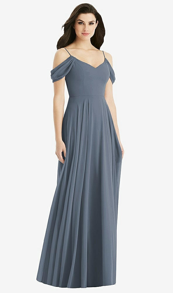 Back View - Silverstone Off-the-Shoulder Open Cowl-Back Maxi Dress
