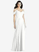 Rear View Thumbnail - White Off-the-Shoulder Open Cowl-Back Maxi Dress