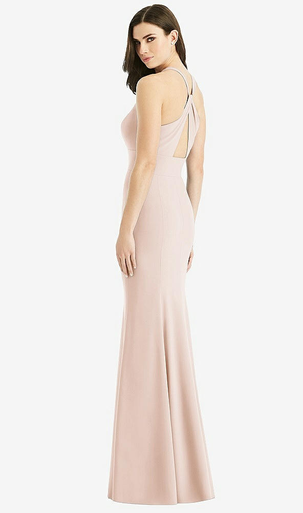 Front View - Cameo Criss Cross Twist Cutout Back Trumpet Gown