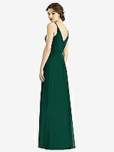Rear View Thumbnail - Hunter Green Draped Wrap Chiffon Maxi Dress with Sash