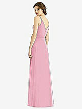 Rear View Thumbnail - Peony Pink Draped Wrap Chiffon Maxi Dress with Sash