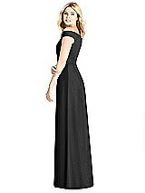 Rear View Thumbnail - Black Off-the-Shoulder Pleated Bodice Dress with Front Slits