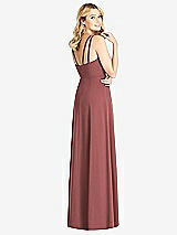 Rear View Thumbnail - English Rose Dual Spaghetti Strap Crepe Dress with Front Slits