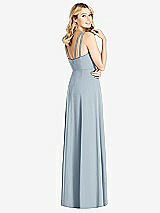 Rear View Thumbnail - Mist Dual Spaghetti Strap Crepe Dress with Front Slits