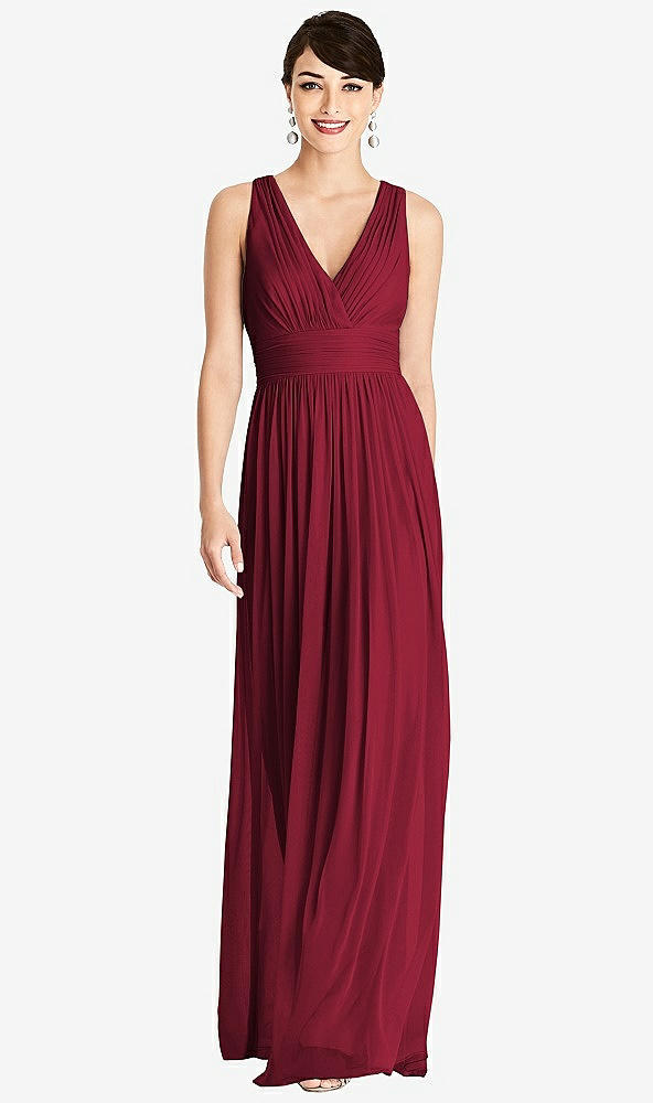 Front View - Burgundy Alfred Sung Bridesmaid Dress D744