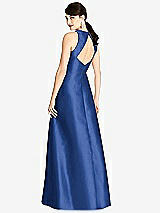 Rear View Thumbnail - Classic Blue Sleeveless Open-Back Satin A-Line Dress