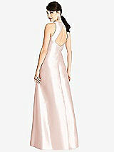 Rear View Thumbnail - Blush Sleeveless Open-Back Satin A-Line Dress