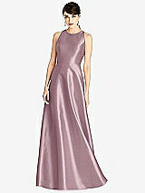 Front View Thumbnail - Dusty Rose Sleeveless Open-Back Satin A-Line Dress
