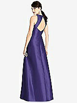 Rear View Thumbnail - Grape Sleeveless Open-Back Satin A-Line Dress