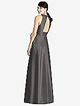 Rear View Thumbnail - Caviar Gray Sleeveless Open-Back Pleated Skirt Dress with Pockets