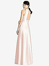Rear View Thumbnail - Blush Sleeveless Open-Back Pleated Skirt Dress with Pockets