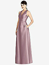 Front View Thumbnail - Dusty Rose Sleeveless Open-Back Pleated Skirt Dress with Pockets
