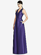 Front View Thumbnail - Grape Sleeveless Open-Back Pleated Skirt Dress with Pockets