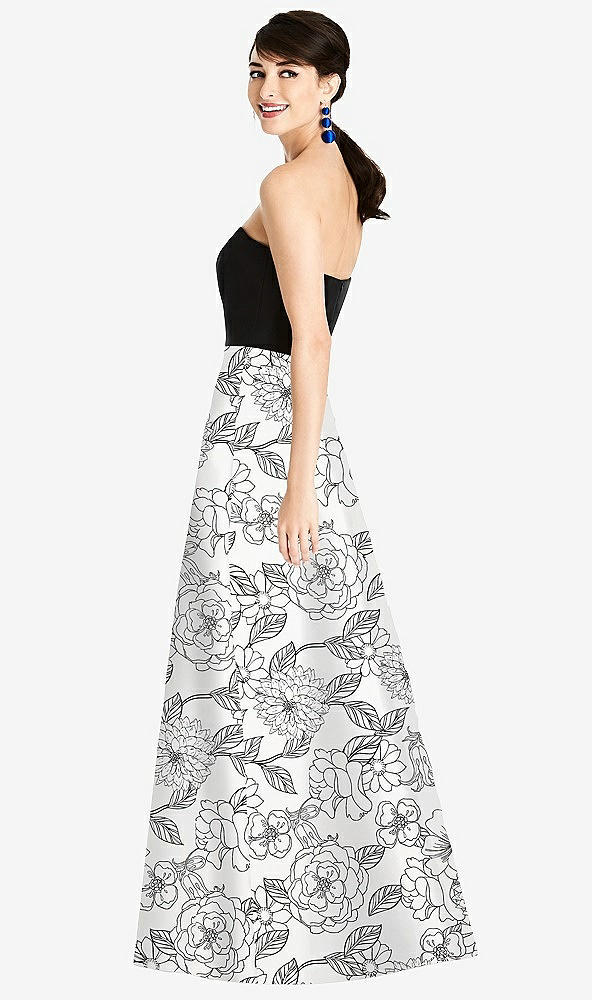 Back View - Botanica Strapless Floral Skirt A-Line Dress with Pockets