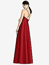 Rear View Thumbnail - Garnet V-Neck Full Skirt Satin Maxi Dress
