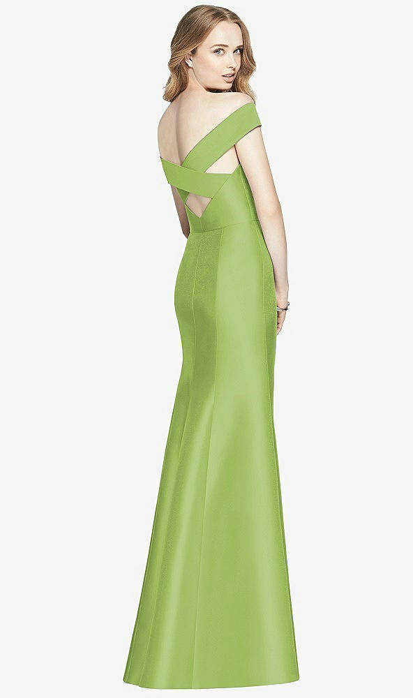 Back View - Mojito Off-the-Shoulder Criss Cross Back Satin Dress