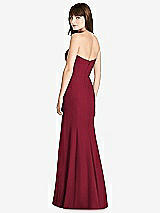 Rear View Thumbnail - Burgundy Strapless Crepe Trumpet Gown with Front Slit