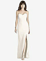 Front View Thumbnail - Ivory Strapless Crepe Trumpet Gown with Front Slit