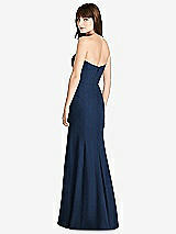 Rear View Thumbnail - Midnight Navy Strapless Crepe Trumpet Gown with Front Slit