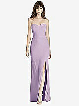 Front View Thumbnail - Pale Purple Strapless Crepe Trumpet Gown with Front Slit
