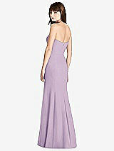 Rear View Thumbnail - Pale Purple Strapless Crepe Trumpet Gown with Front Slit