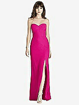 Front View Thumbnail - Think Pink Strapless Crepe Trumpet Gown with Front Slit