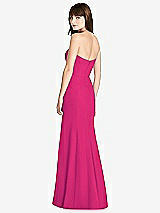 Rear View Thumbnail - Think Pink Strapless Crepe Trumpet Gown with Front Slit