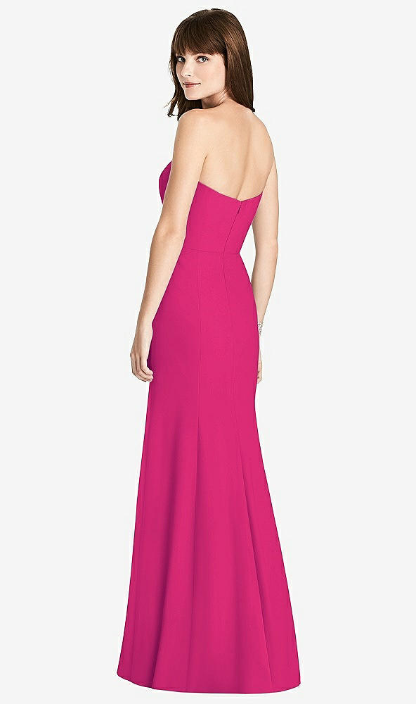 Back View - Think Pink Strapless Crepe Trumpet Gown with Front Slit