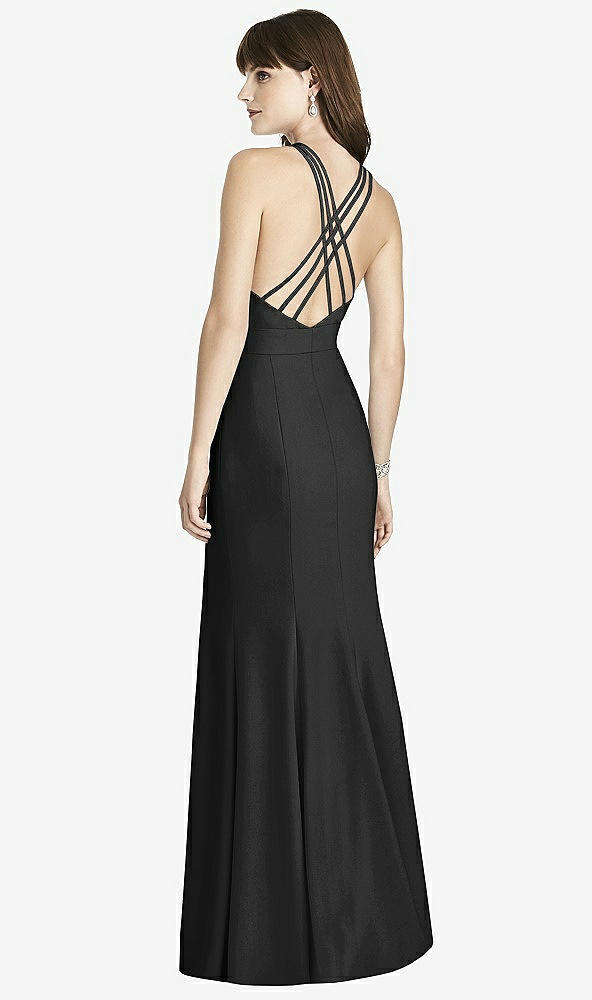 Back View - Black Criss Cross Open-Back Trumpet Gown