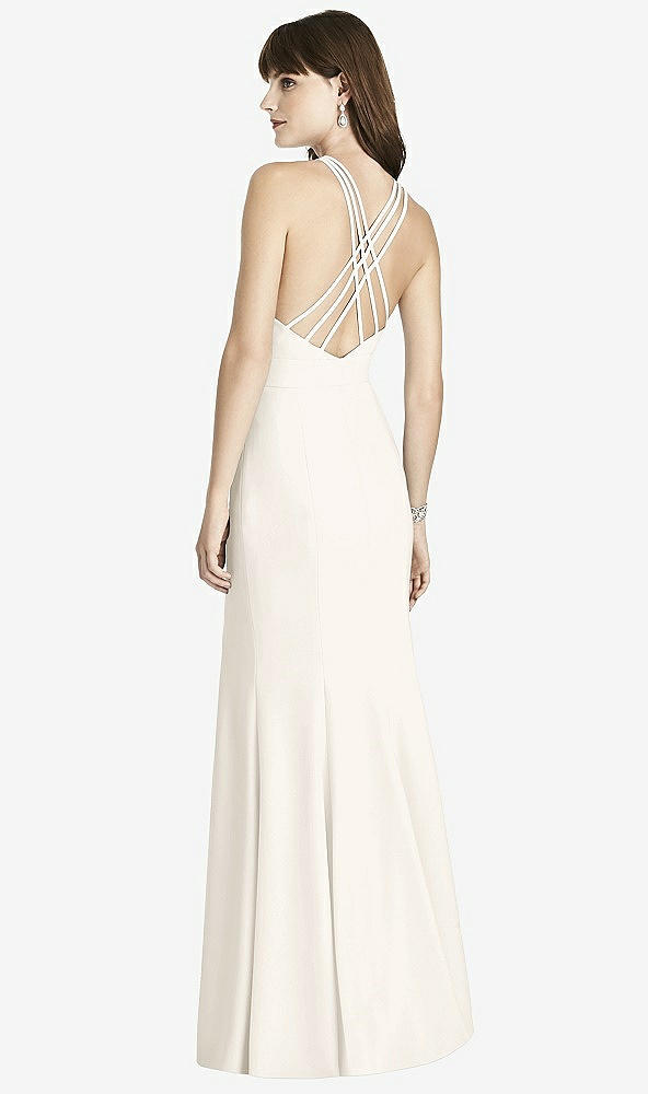 Back View - Ivory Criss Cross Open-Back Trumpet Gown