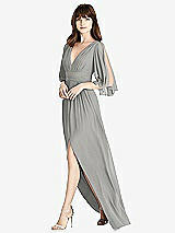 Front View Thumbnail - Chelsea Gray Split Sleeve Backless Chiffon Maxi Dress