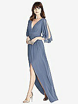 Front View Thumbnail - Larkspur Blue Split Sleeve Backless Chiffon Maxi Dress